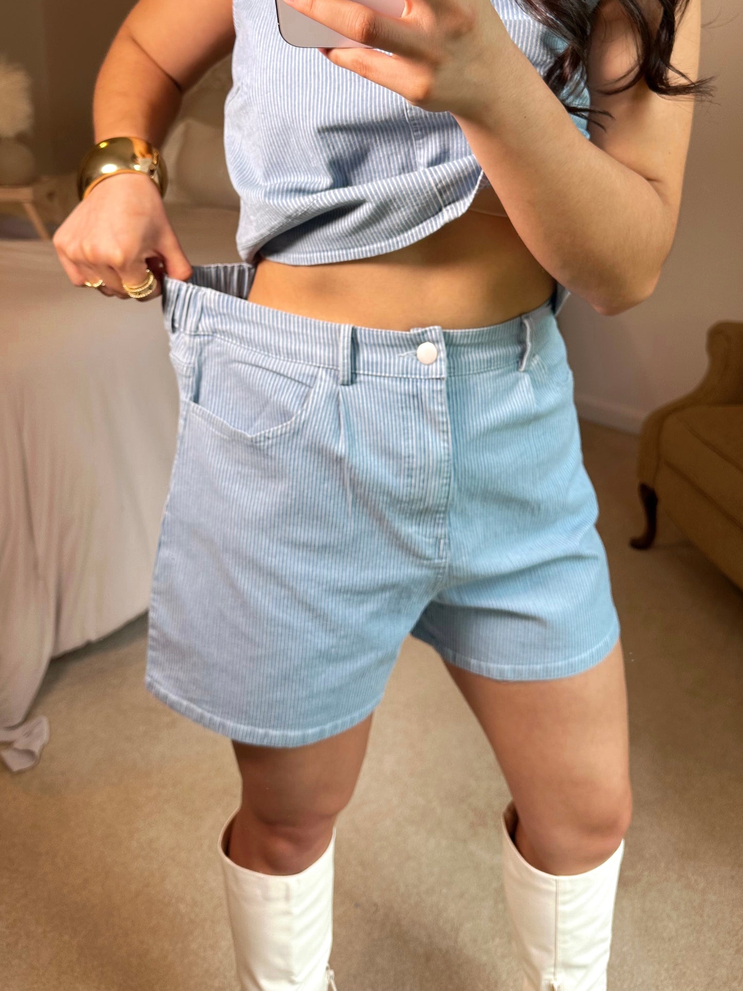 Denim Pinstripe Set