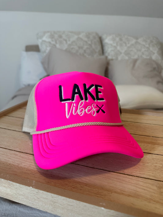 Lake Vibes Hot Pink Trucker Hat
