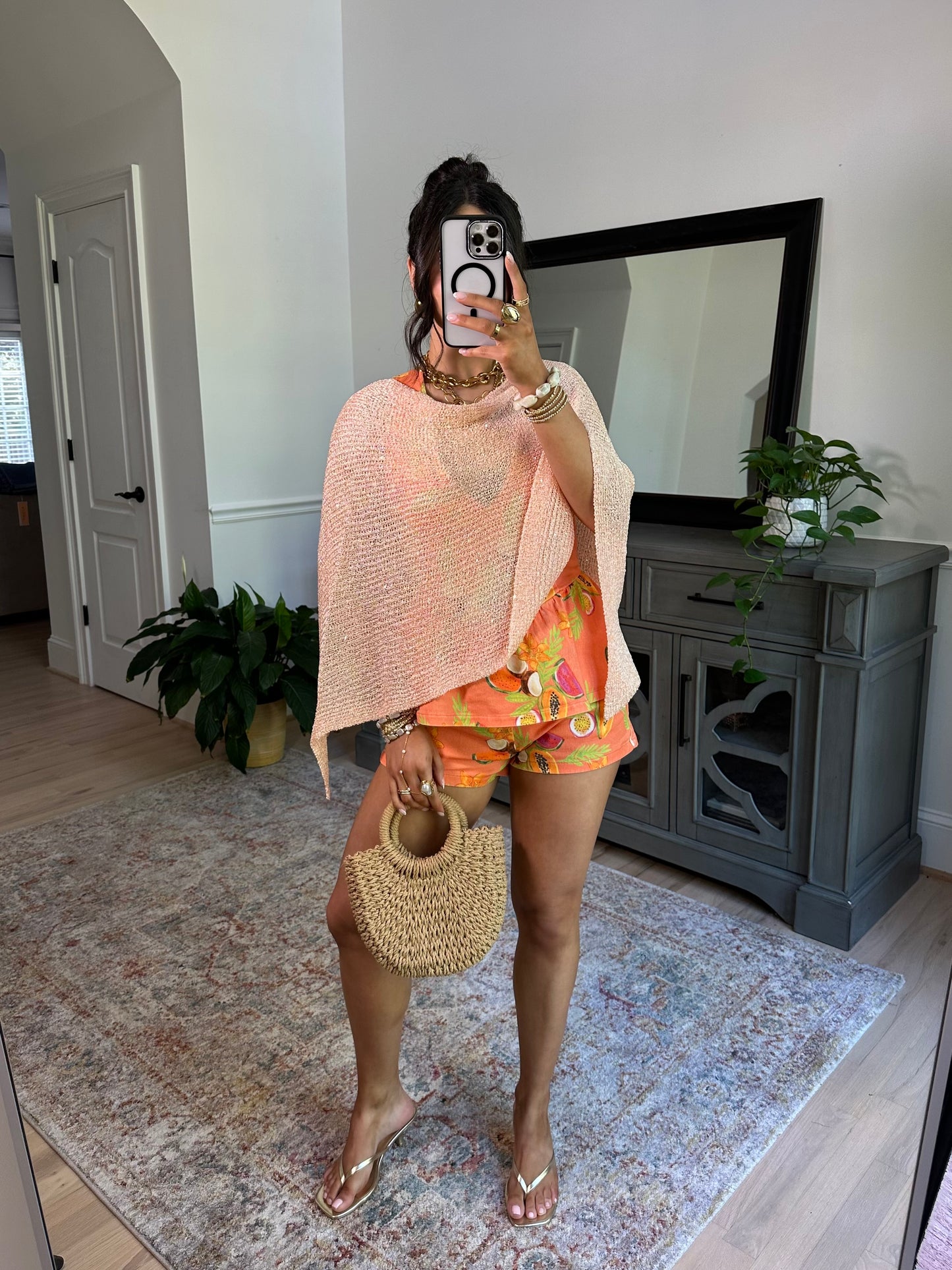 Peaches Knit Sequin Poncho