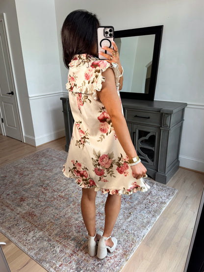 Sweet Rose Button Dress