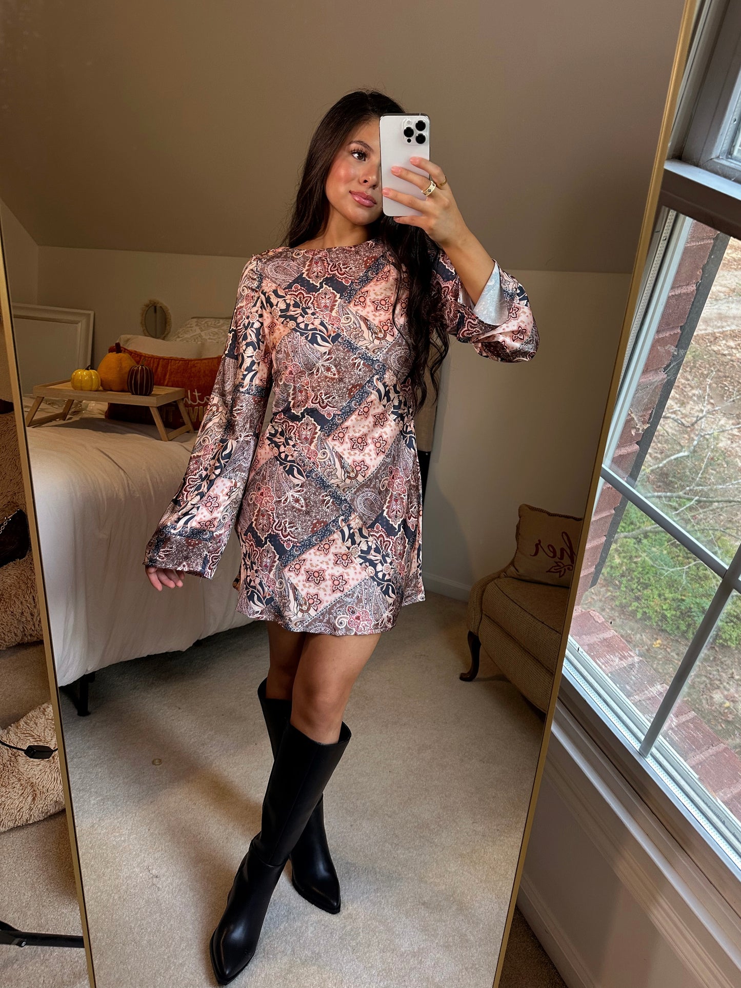 Paisley Open Back Dress