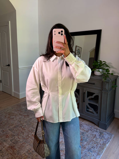 Soft Structure White Button-Up Top