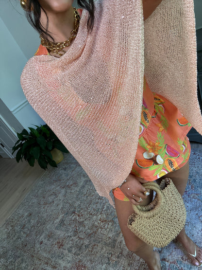 Peaches Knit Sequin Poncho
