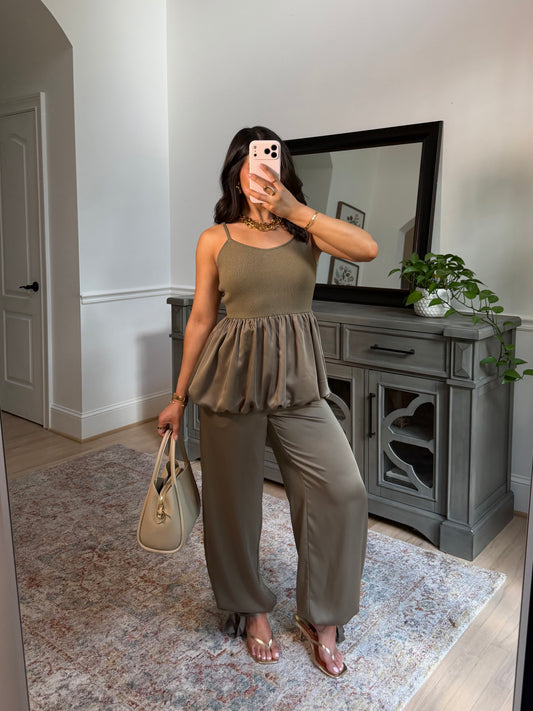 The Olive & Oak Satin Top & Pant Set
