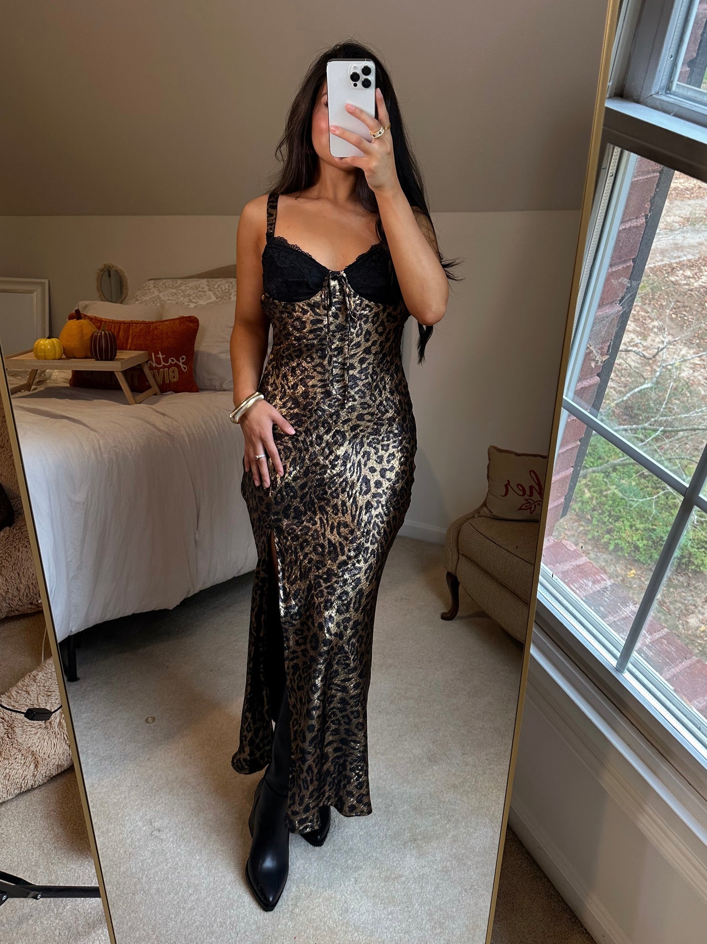 Black Lace Shimmer Leopard Dress