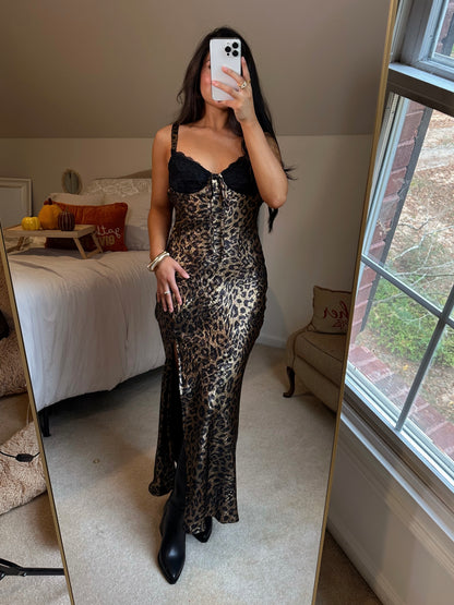 Black Lace Shimmer Leopard Dress