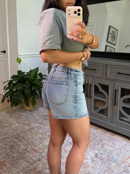 Denim Crossover Shorts