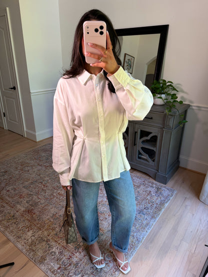 Soft Structure White Button-Up Top