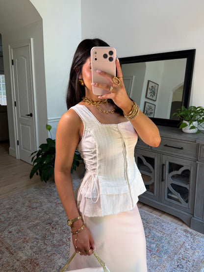 Prairie White Corset Top