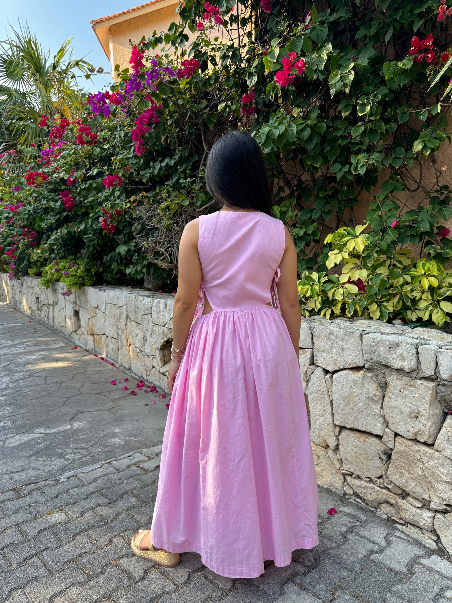 Baby Pink Open Side-Tie Dress