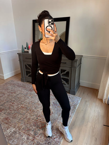 Black Active Wrap Top