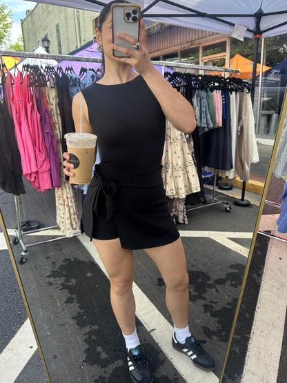 Black Wrap Active Romper