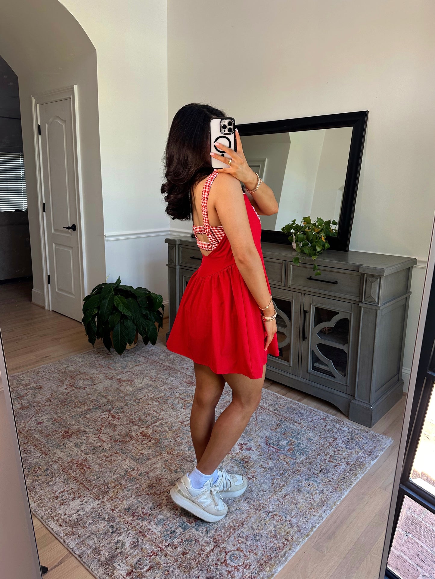 Cherry Gingham Active Romper Dress