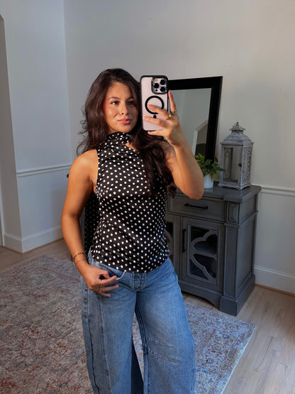 Parisian Polka Dot Scarf Top