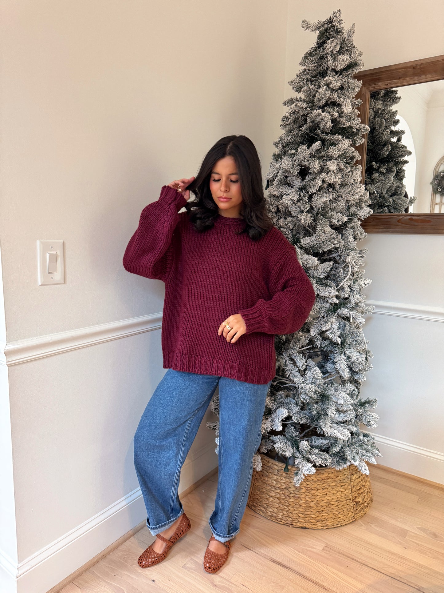 Burgundy Knit Reversible Sweater / Cardigan
