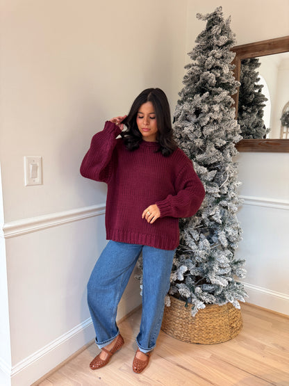 Burgundy Knit Reversible Sweater / Cardigan