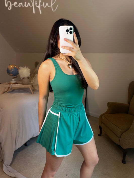Kelly Green Butter Top & Ruffle Short Romper