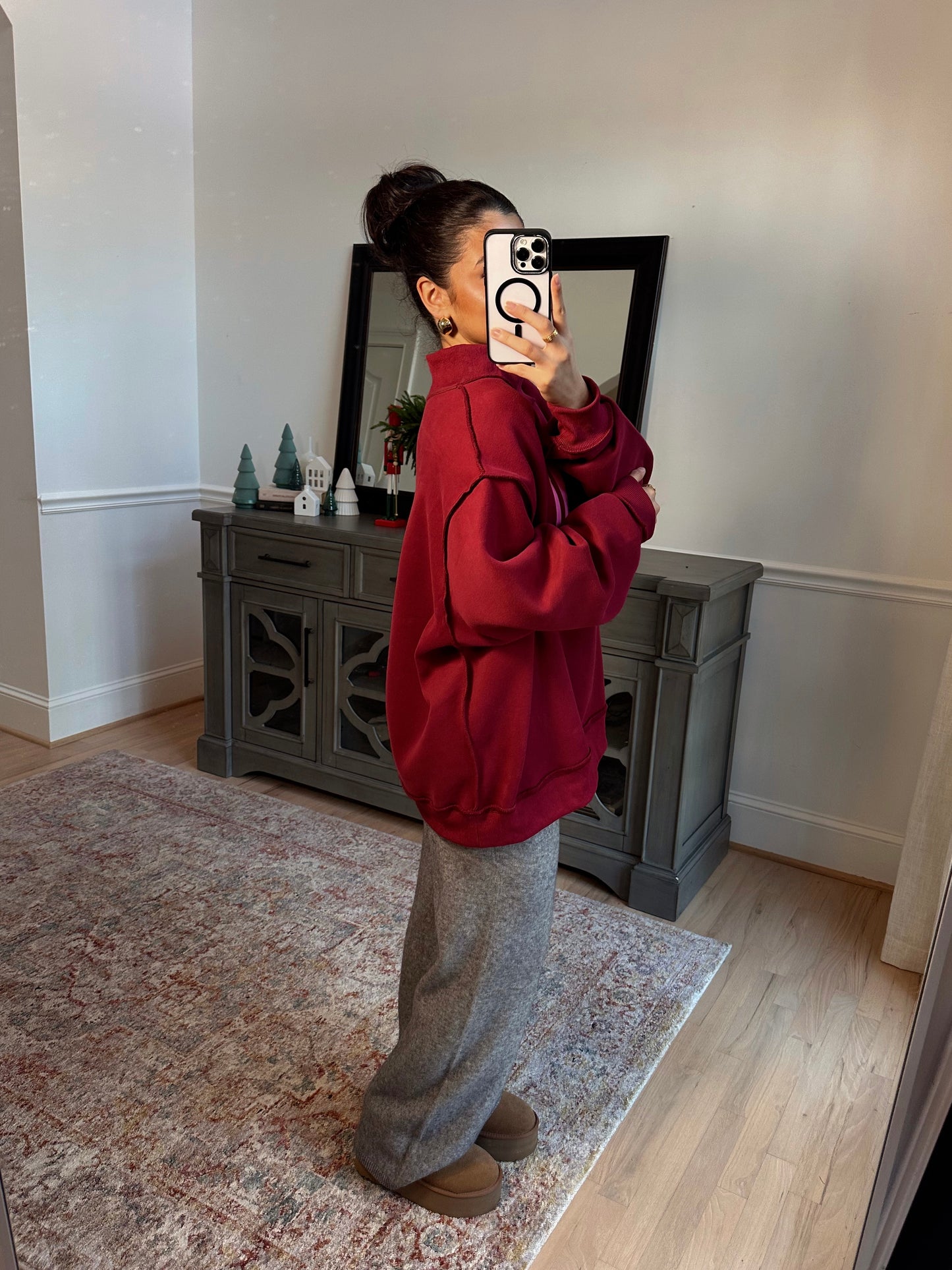 ‘Dilly Dally’ Cherry & Pink Mockneck