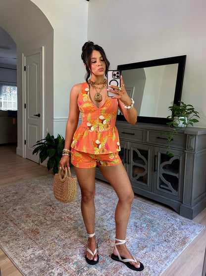 Tropical Fruit Paradise Halter Top