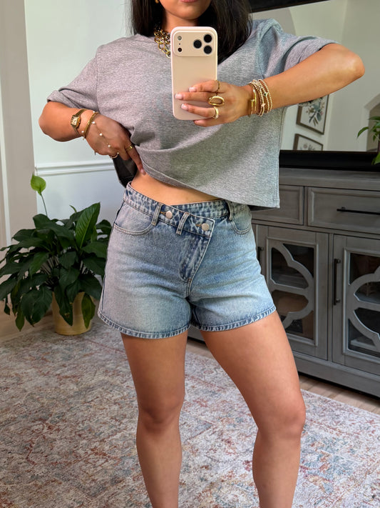 Denim Crossover Shorts