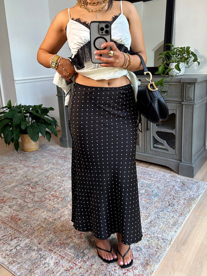 Femme Polka Dot Satin Skirt