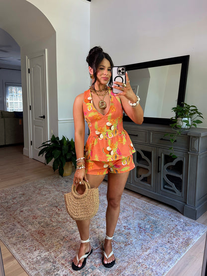 Tropical Fruit Paradise Halter Top