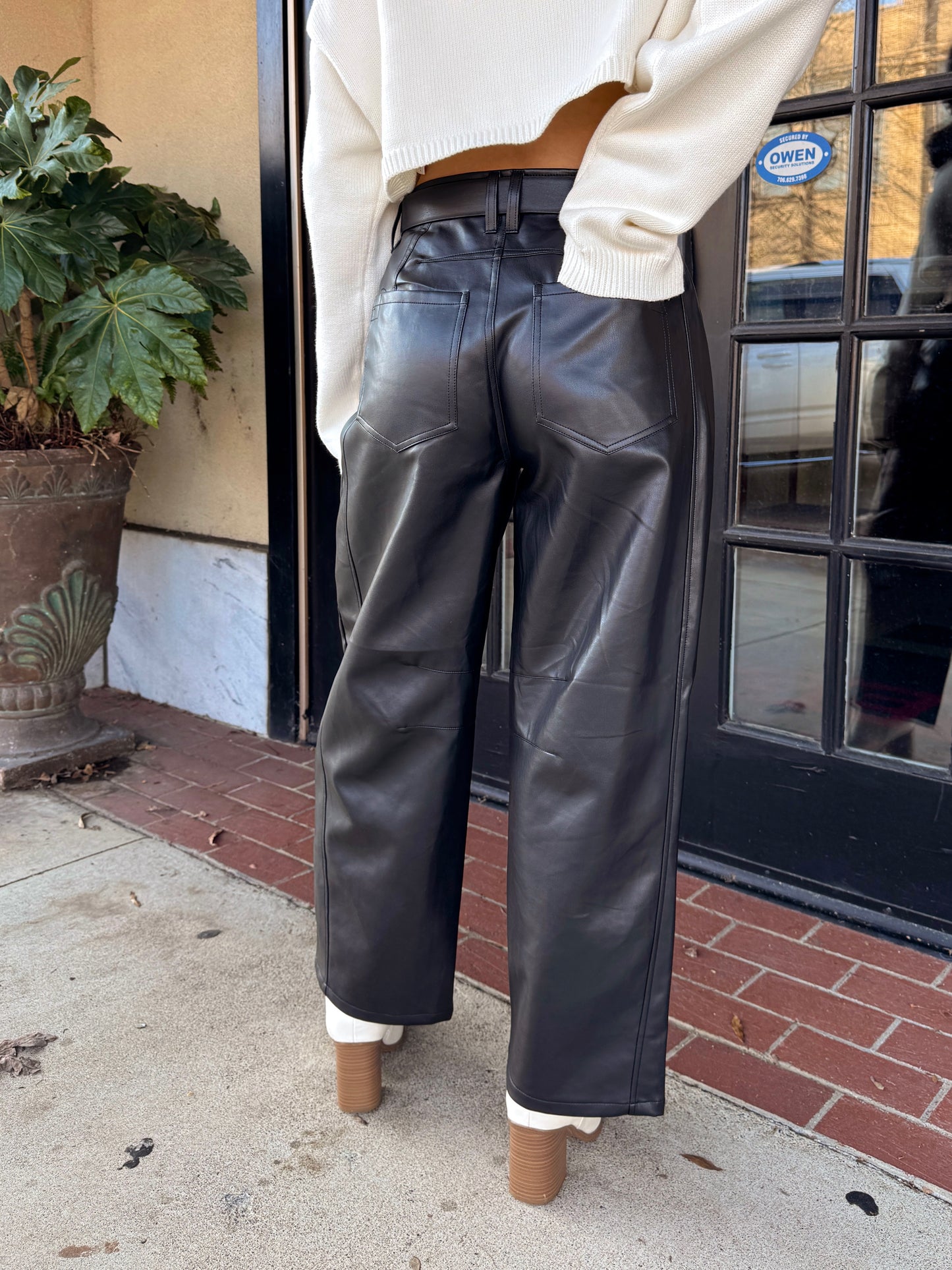Black Essence Pleather Barrel Pants
