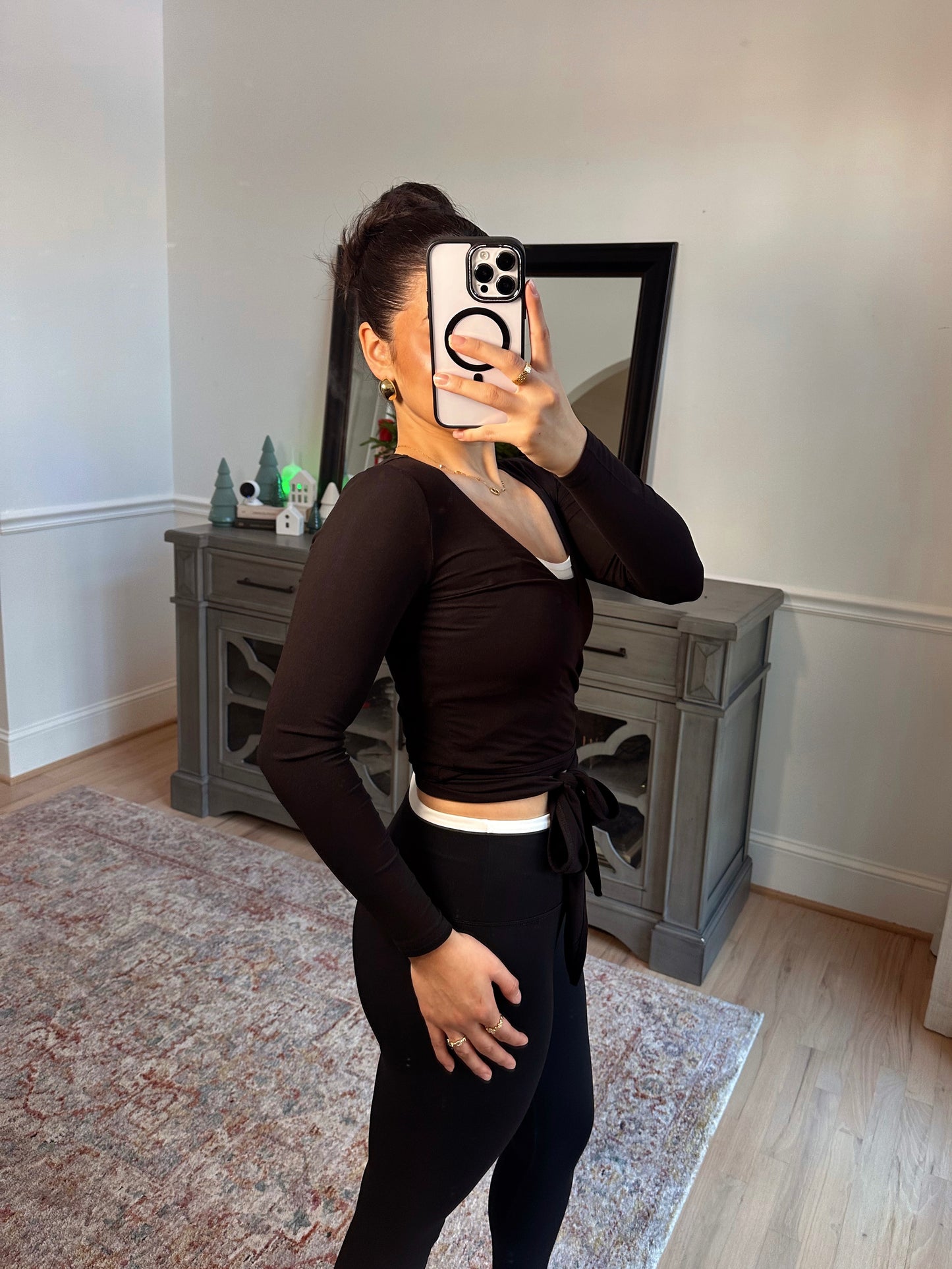 Black Active Wrap Top