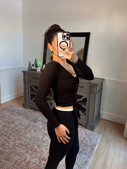 Black Active Wrap Top