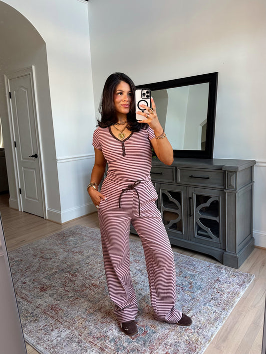 Cocoa Blush Striped Set