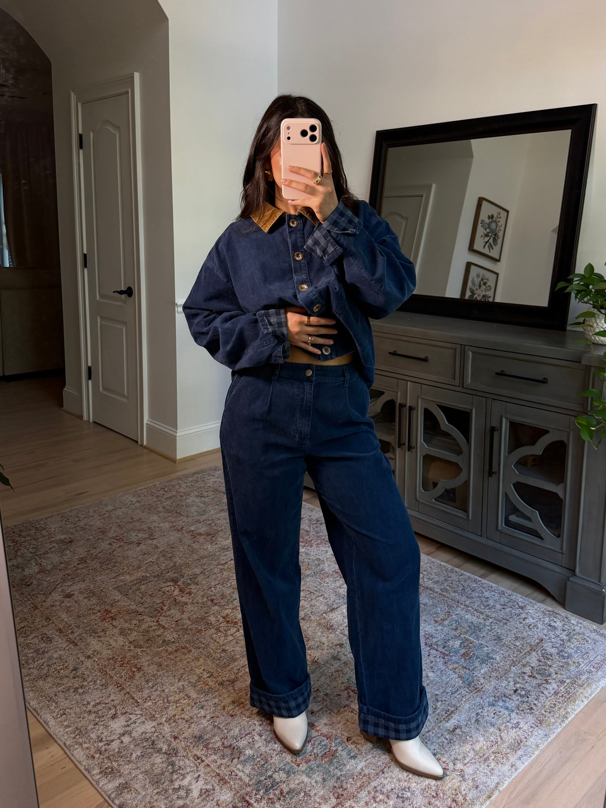Bailey Corduroy Blue Plaid Pants