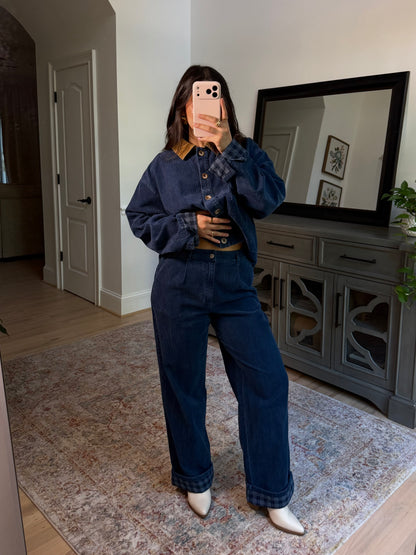 Bailey Corduroy Blue Plaid Pants