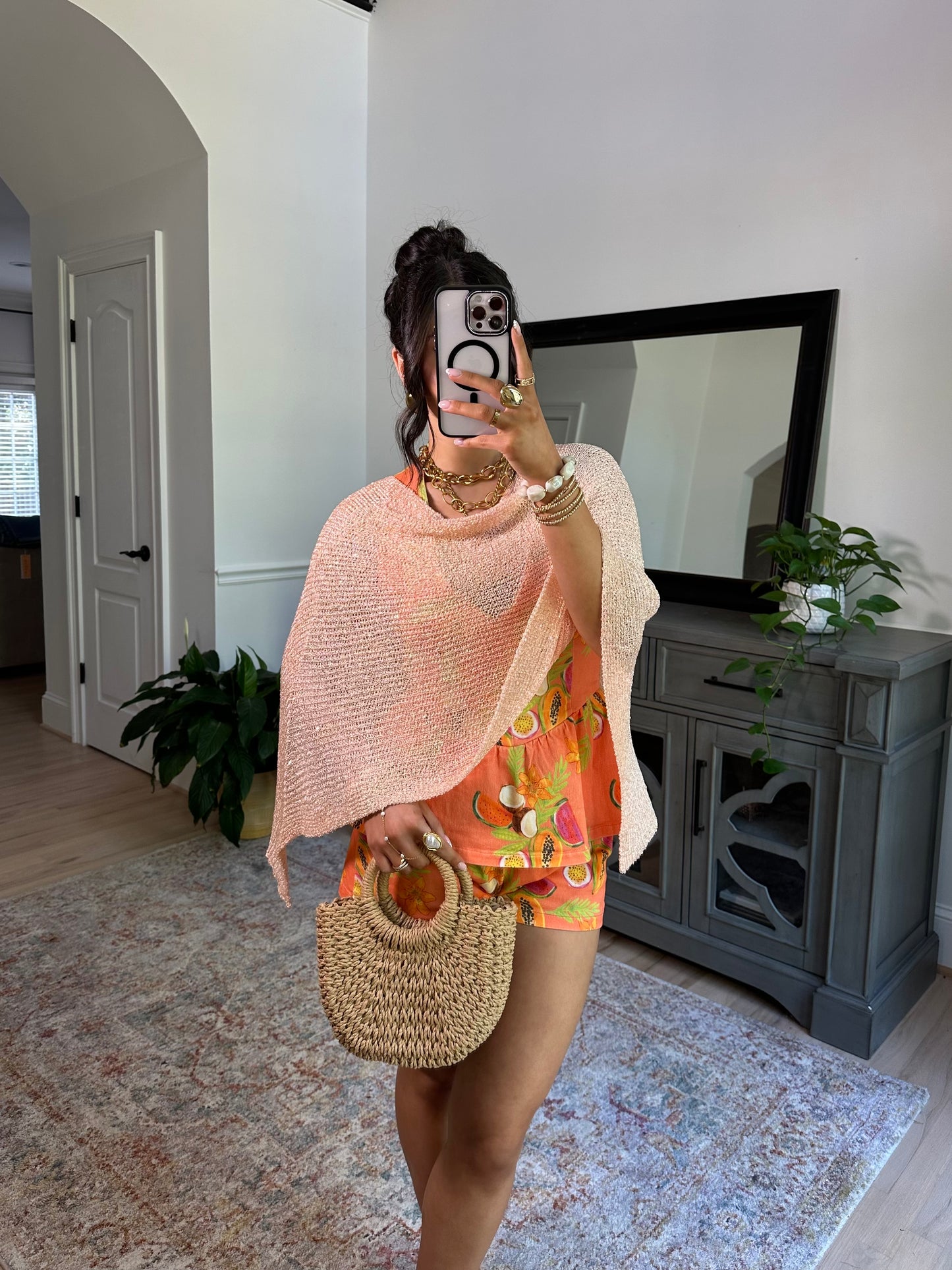 Peaches Knit Sequin Poncho
