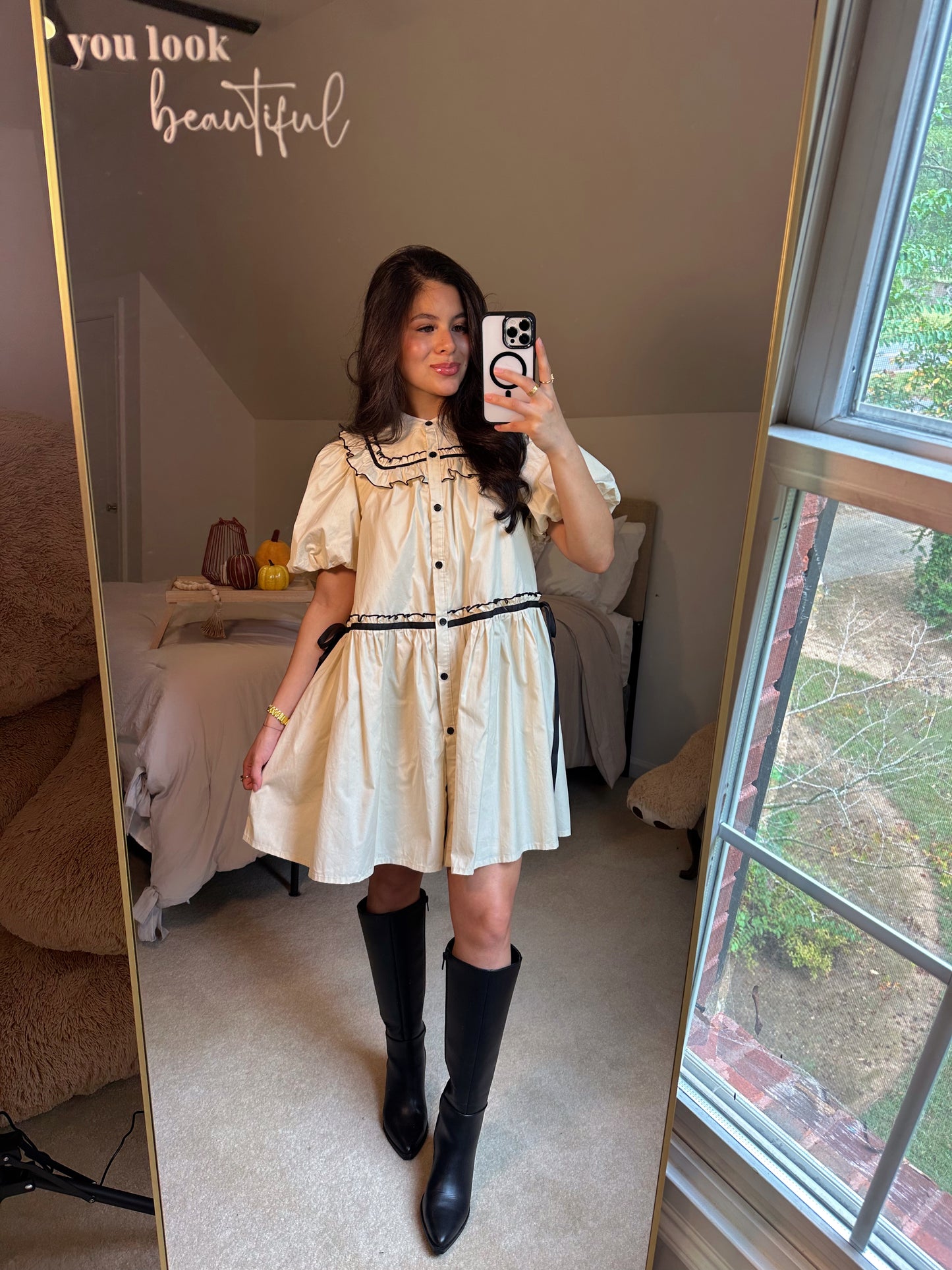 Cottage Chic Cream & Black Dress