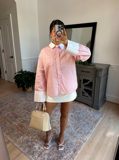 Palma Blush Button Up Top