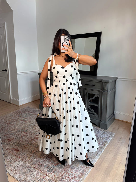 Parisian Polka Dot Midi Dress