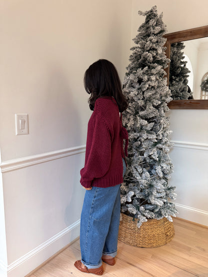 Burgundy Knit Reversible Sweater / Cardigan