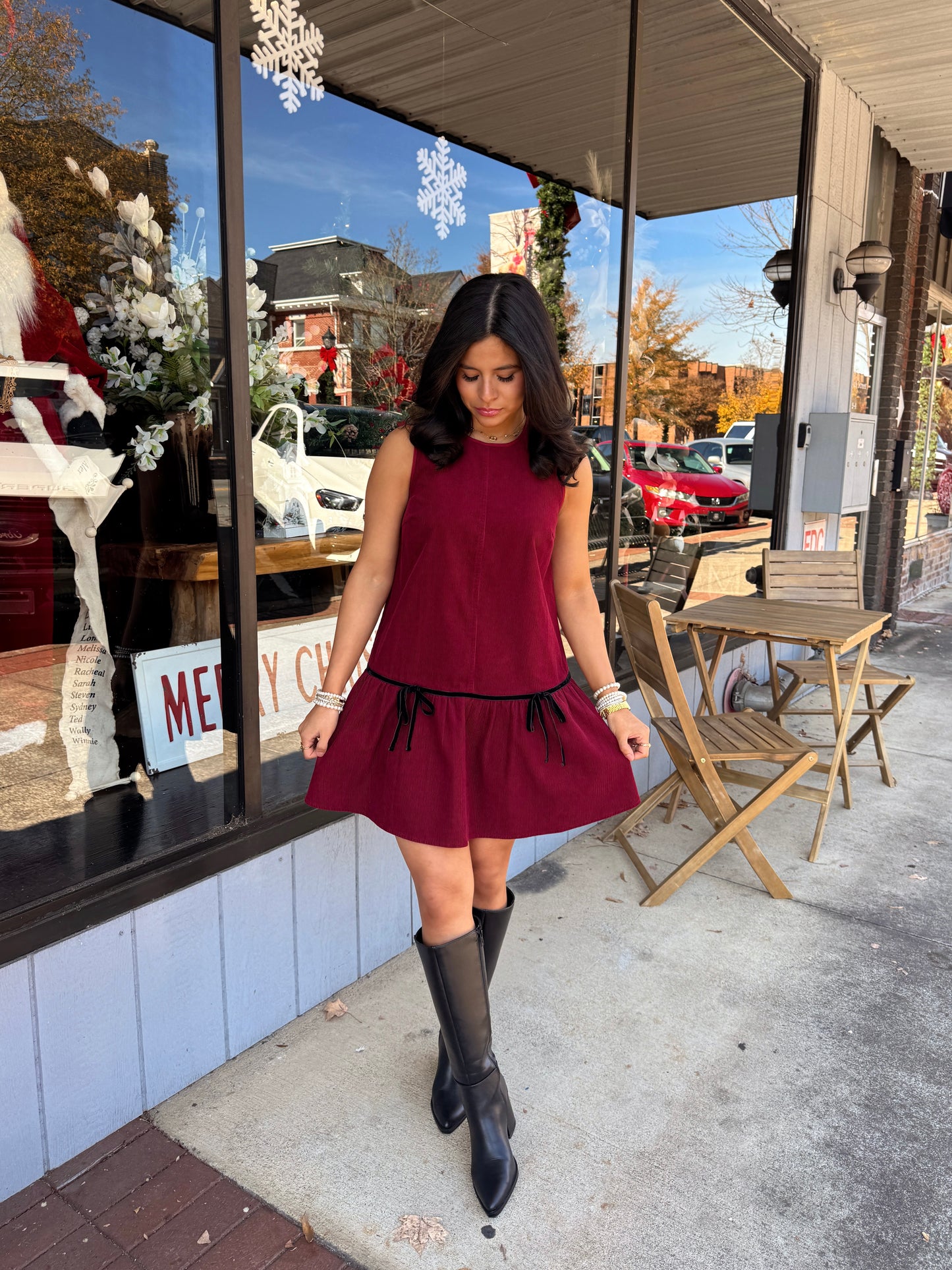 Bowed Up Corduroy Dress