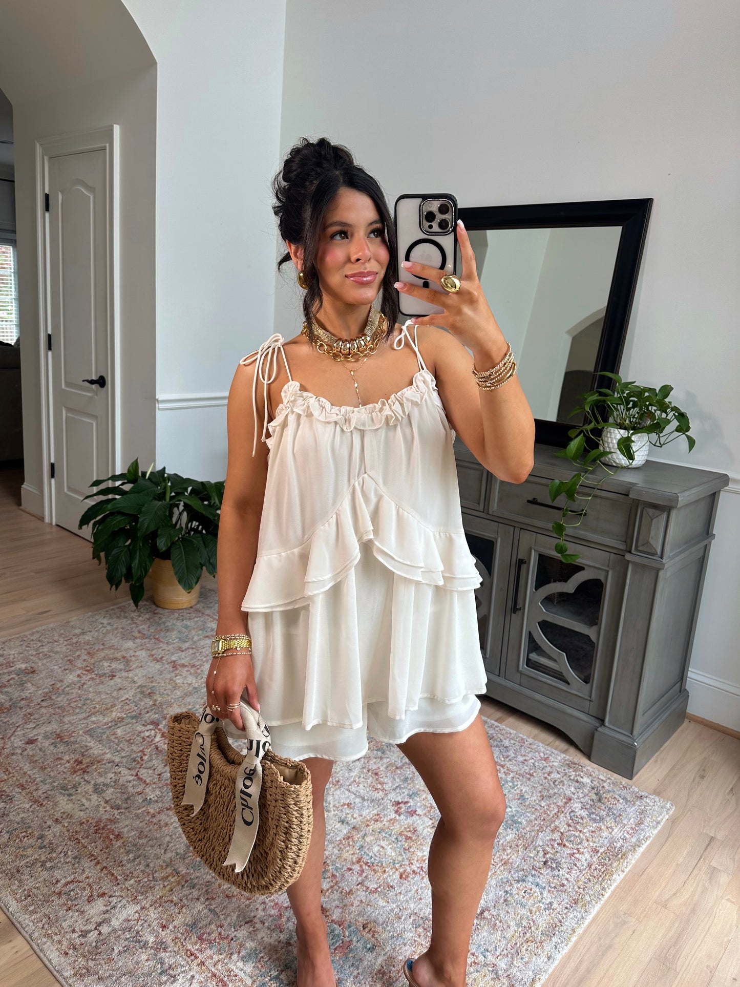 Favorite Girl Ruffle Romper (Ivory)