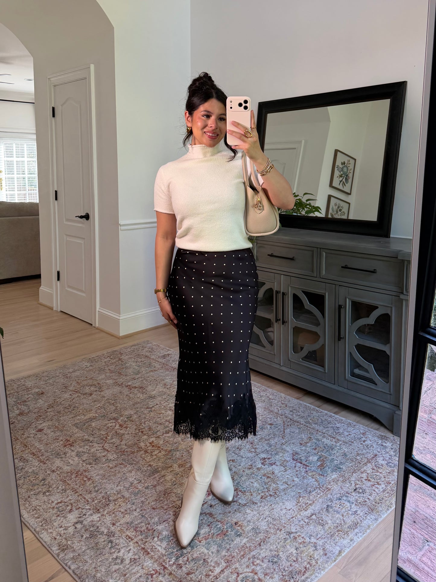 Parisian Polka Dot Satin Lace Skirt