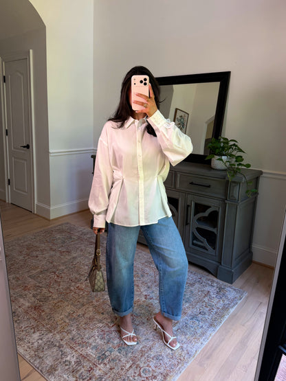 Soft Structure White Button-Up Top