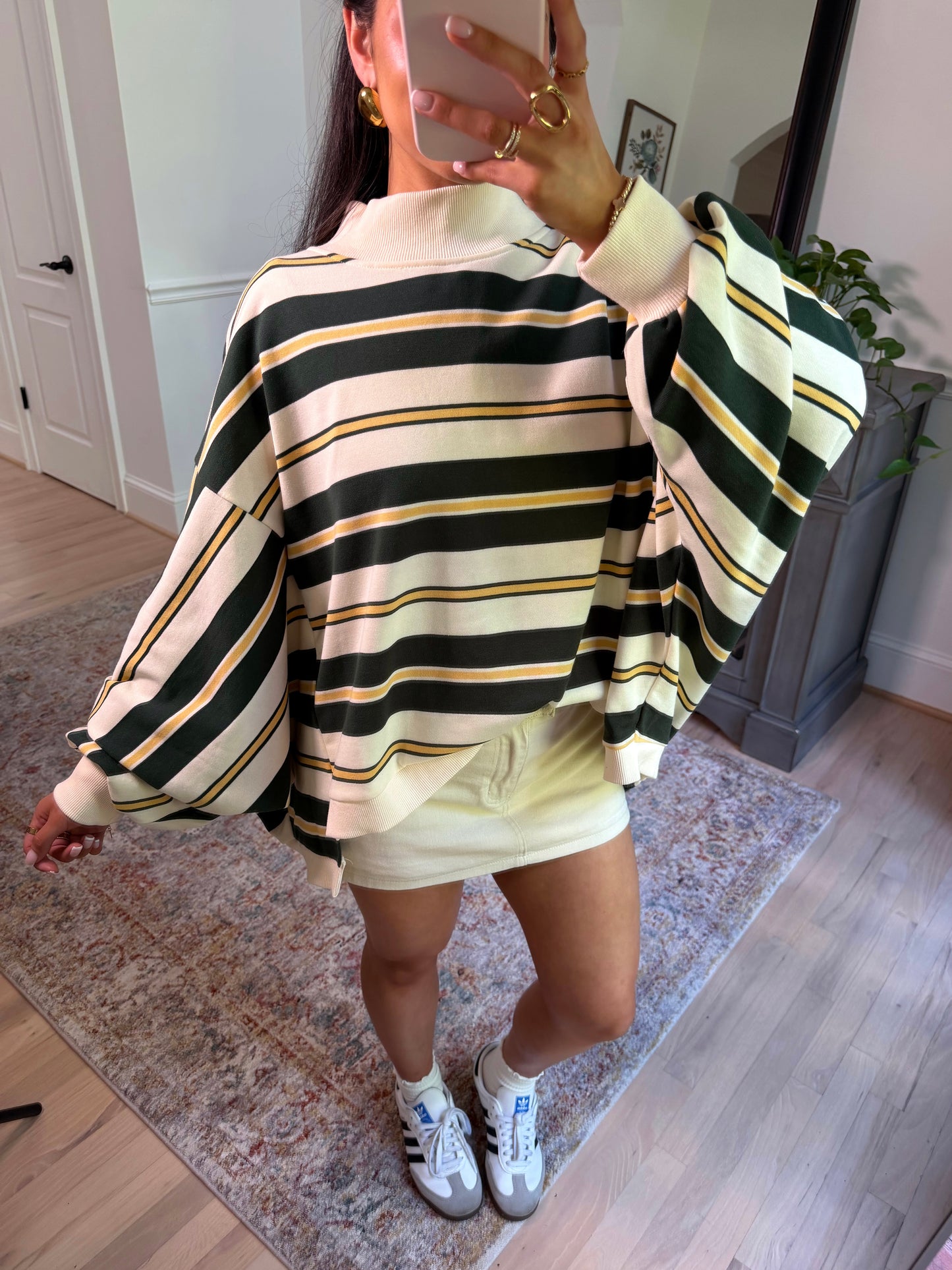 Olive Grove Striped Mockneck