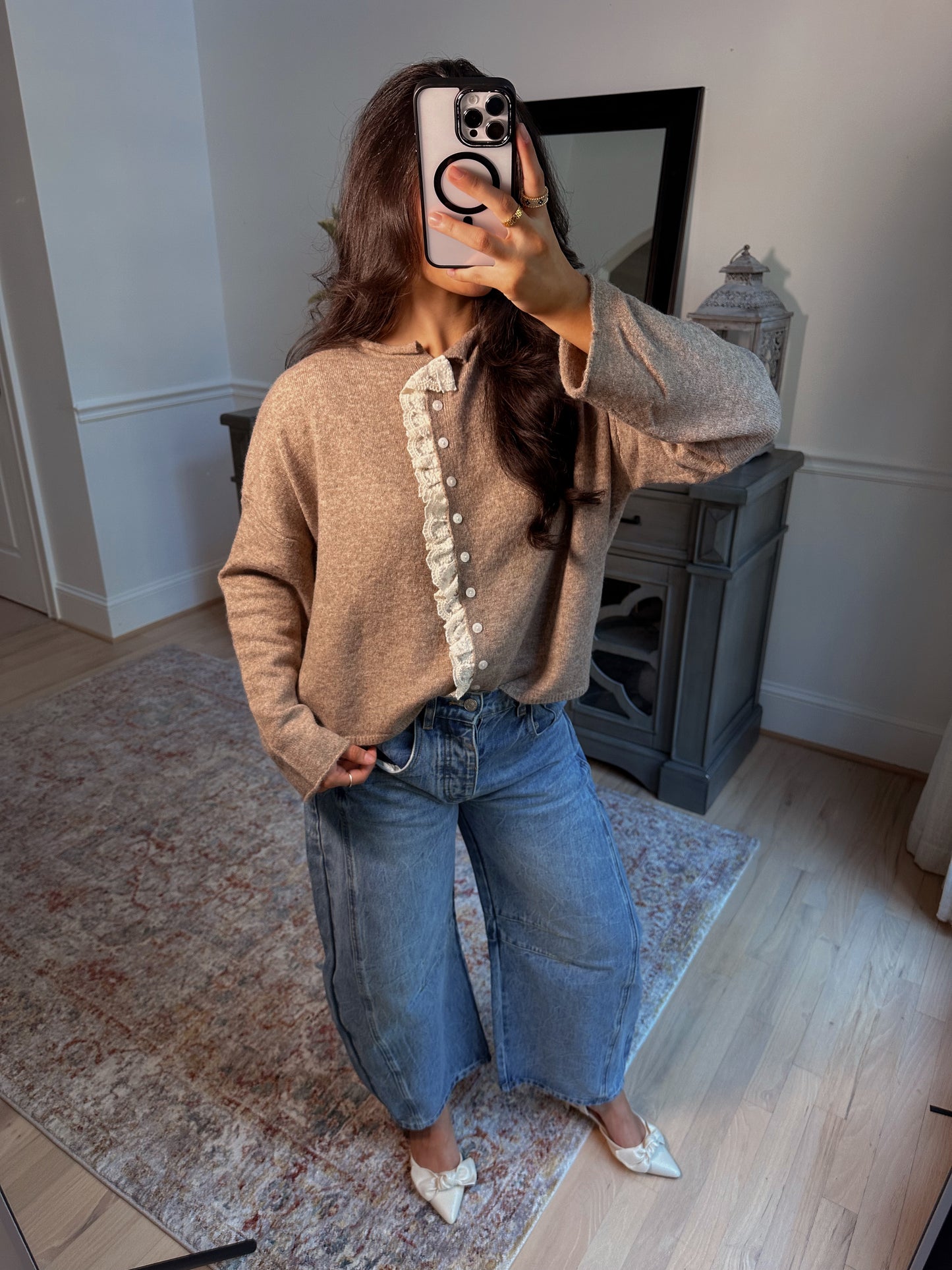 Cinnamon Lace Knit Cardigan