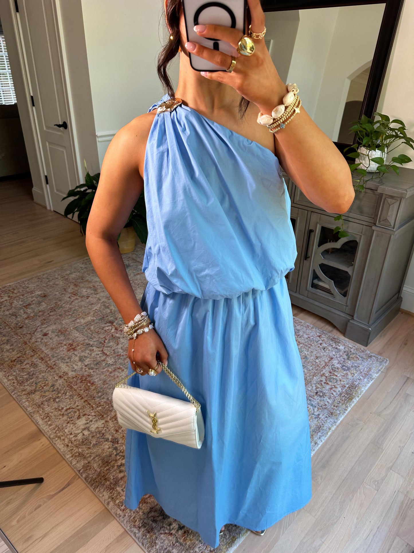 Seaside Shell Blue Midi Dress