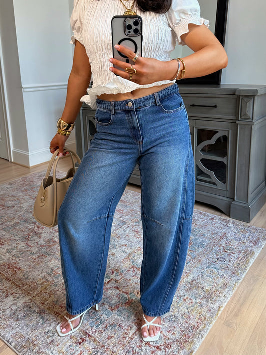 Cleo Mid-Rise Barrel Jeans