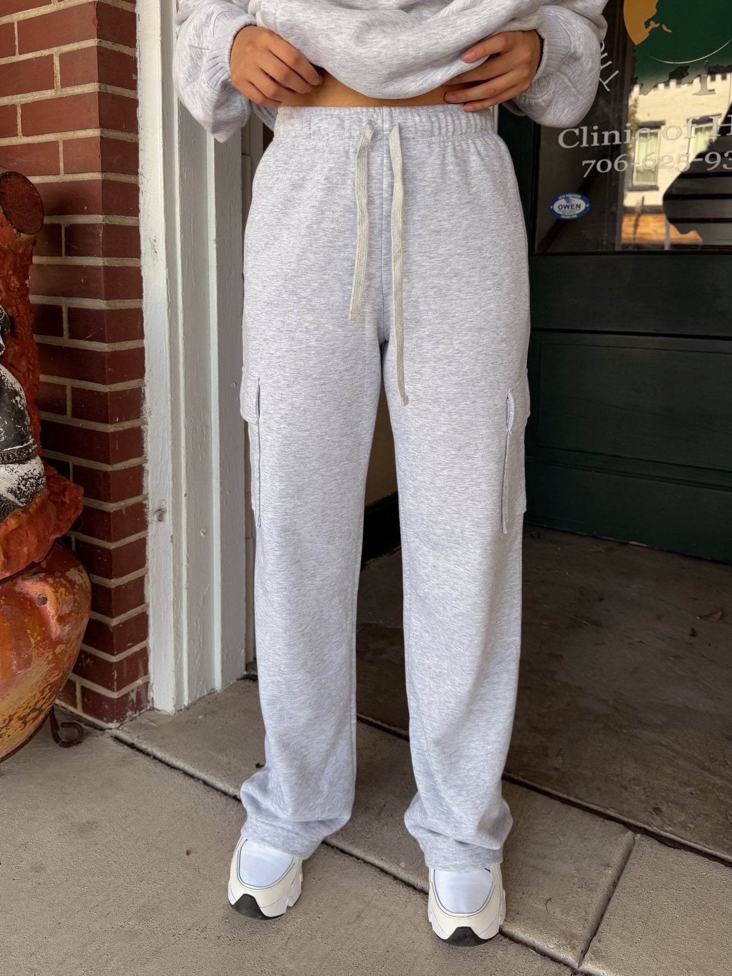 Heather Grey Quarter Zip & Cargo Pant Set