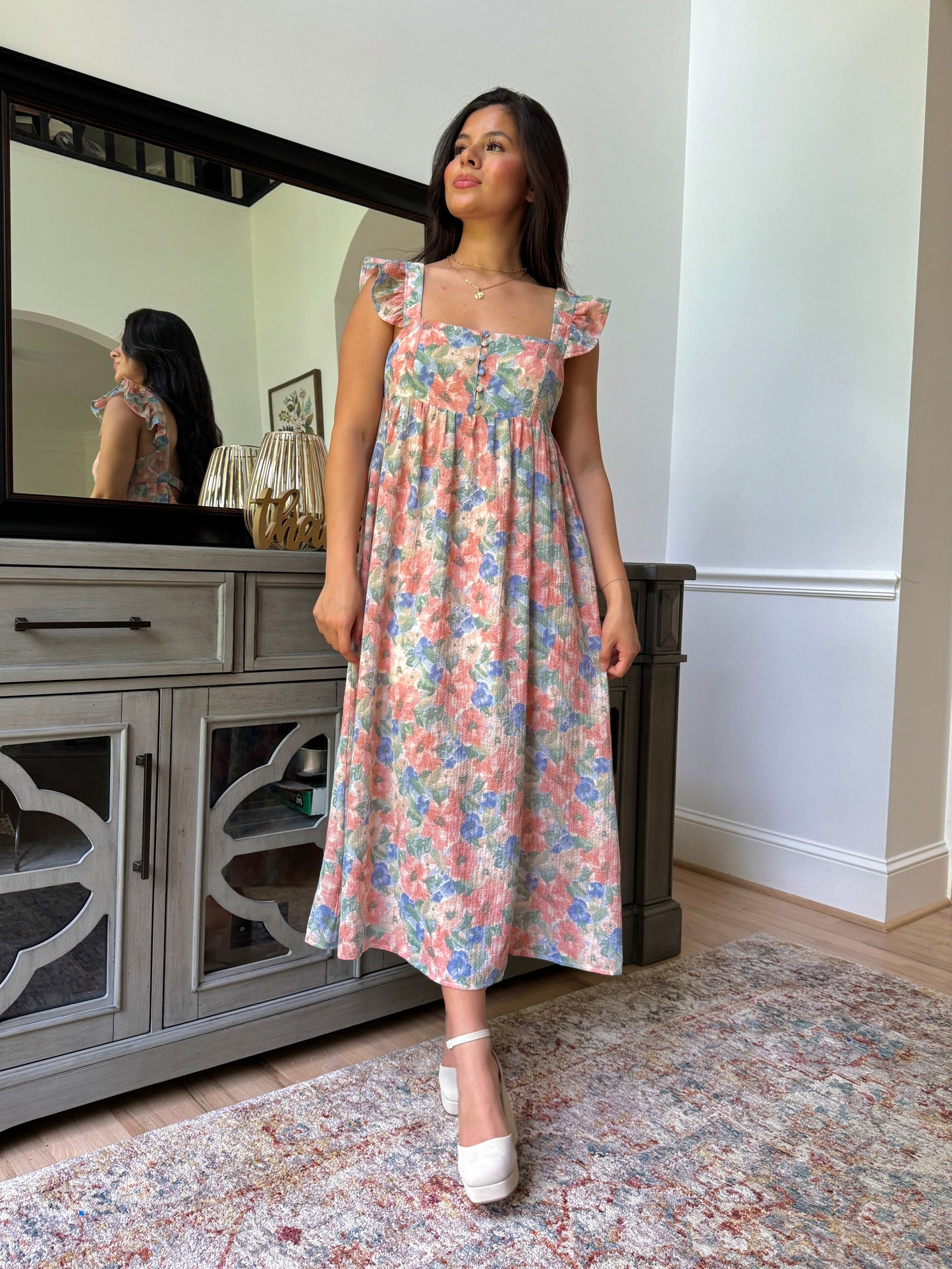 Floral Watercolor Midi Dress