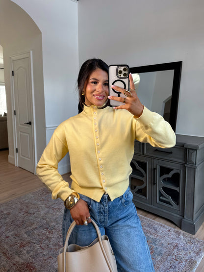 Dalilah Yellow Mockneck Cardigan