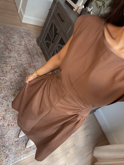 Mocha Pleated Dress