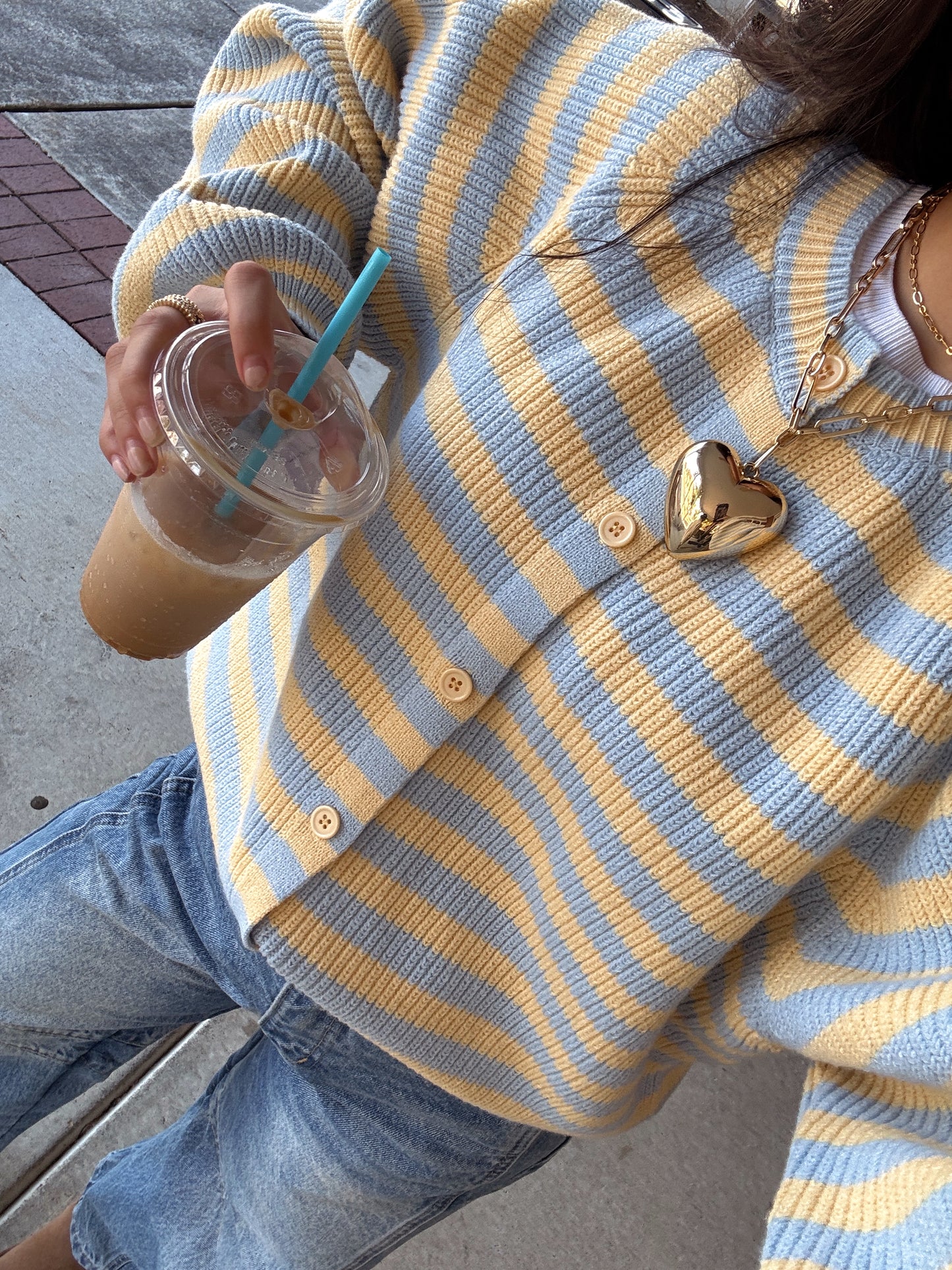 Butter Blue Striped Button Up Cardigan